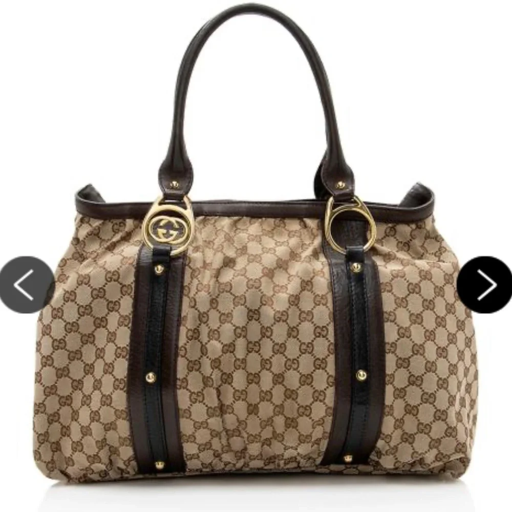 Gucci interlocking tote bag duffle medium large brown travel canvas d - Picture 3 of 14